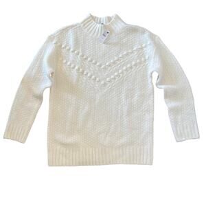Talbots Preppy Tight Knit Sweater Medium Petite Bobble Pullover Mock Classic NEW